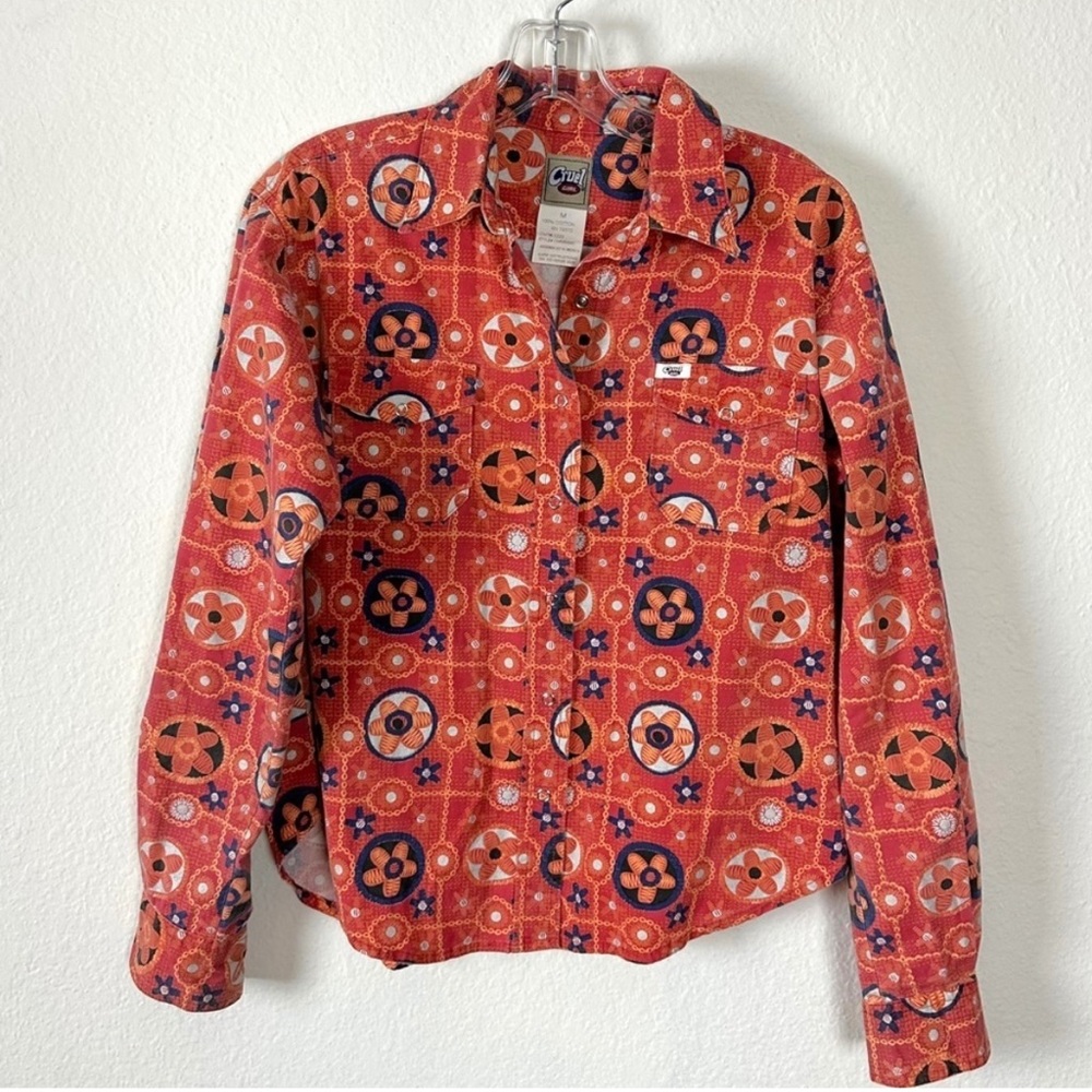 Cruel Girl Vintage Y2K Boho Prairie Floral Western Snap Shirt Size Medium
